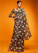 Georgette Black Festival Wear Printed Saree